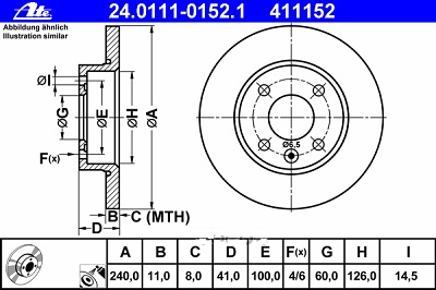 ATE DISK PREDNJI / OPEL, VAUXHALL