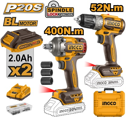 INGCO AKU SET BUŠILICE 52NM+ODVIJAČ 400
