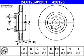 ATE DISK PREDNJI / Alfa Romeo, Chrysler, Fiat i Lancia