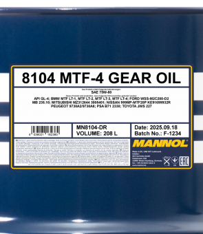 Menjačko ulje Mannol MTF-4 Gear Oil 75W-80 GL-4 208 L