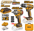 INGCO AKU SET BUŠILICE 52NM+ODVIJAČ 400